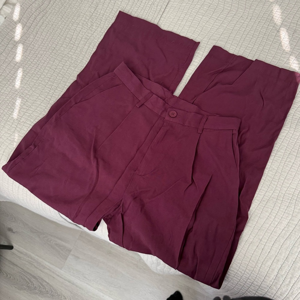 Plum High-Waisted Trouser Pants